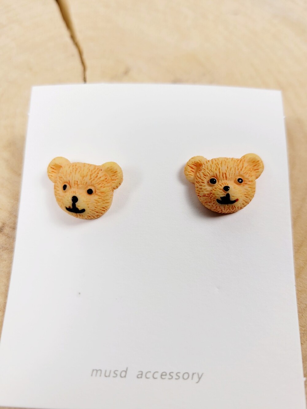 Brand New Handmade Brown Teddy Bear Stud Earrings